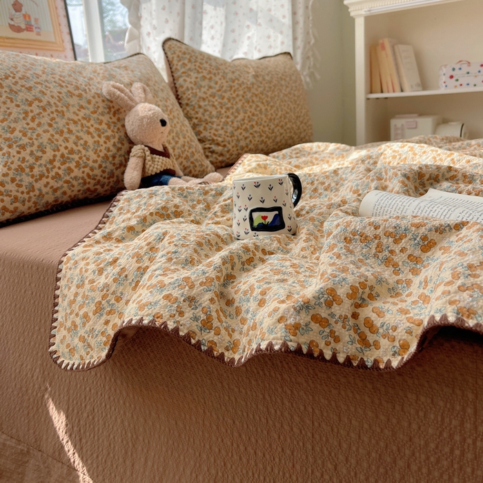 91家纺网 家纺一手货源 找家纺 禾沐 2026新款三角针泡芙纱夏被四件套-实拍图 暖橘枝