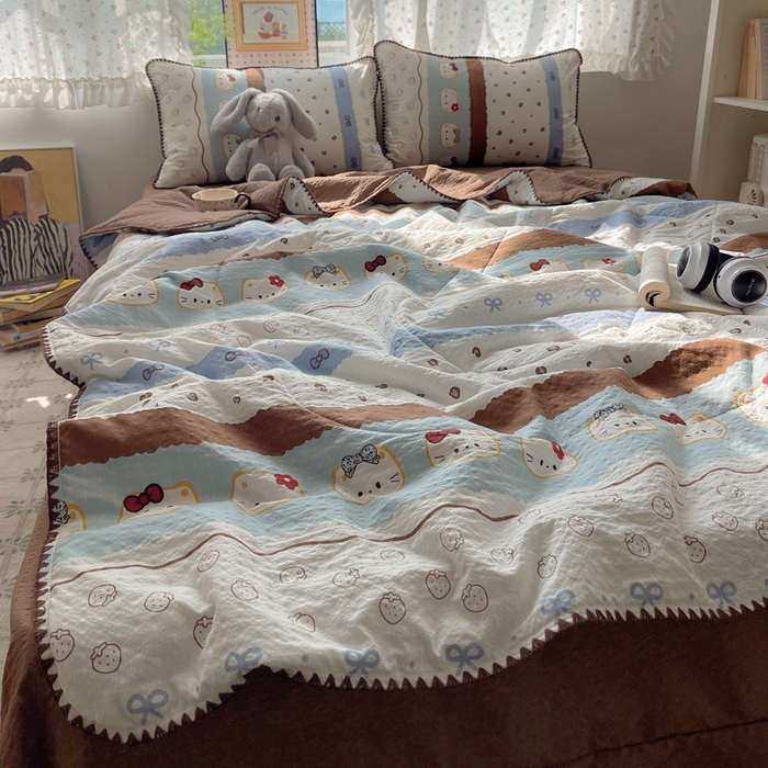 91家纺网 家纺一手货源 找家纺 禾沐 2026新款三角针泡芙纱夏被四件套-实拍图 可可小猫条