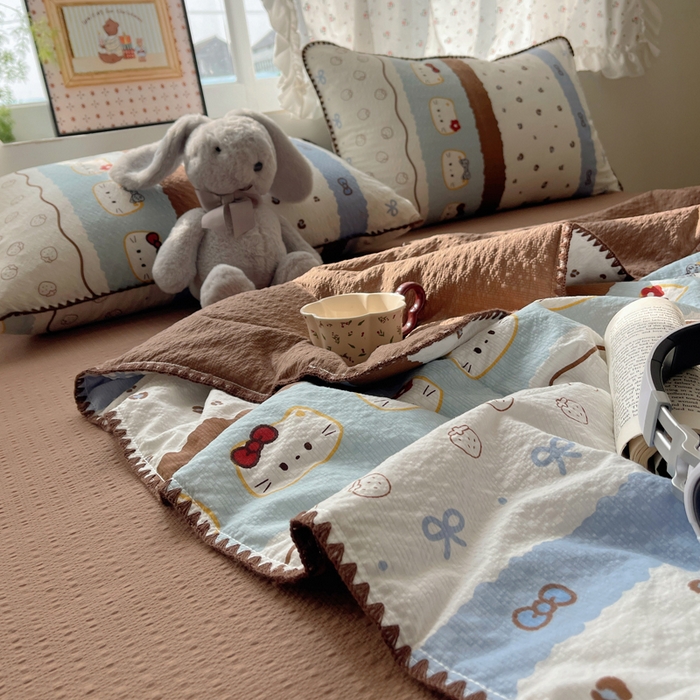 91家纺网 家纺一手货源 找家纺 禾沐 2026新款三角针泡芙纱夏被四件套-实拍图 可可小猫条