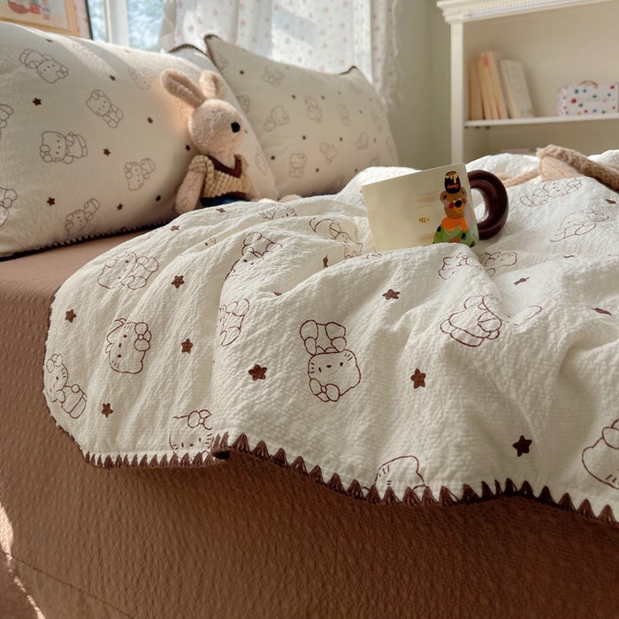 91家纺网 家纺一手货源 找家纺 梵希雅 2026新款三角针泡芙纱夏被四件套-实拍图 描线猫