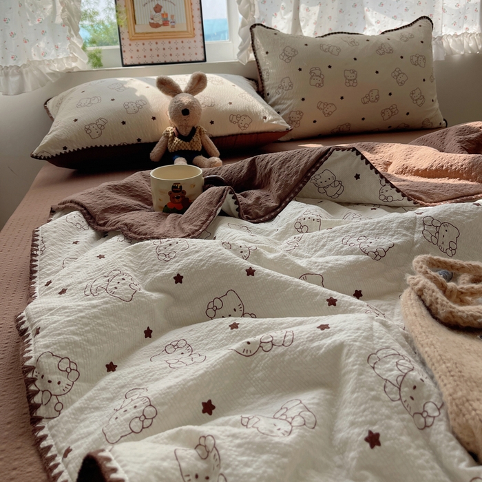 91家纺网 家纺一手货源 找家纺 梵希雅 2026新款三角针泡芙纱夏被四件套-实拍图 描线猫