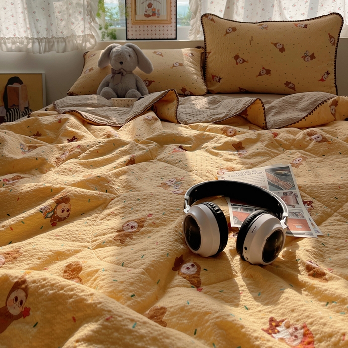 91家纺网 家纺一手货源 找家纺 梵希雅 2026新款三角针泡芙纱夏被四件套-实拍图 星星人