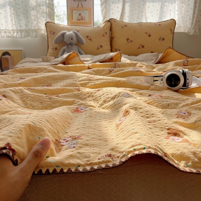 91家纺网 家纺一手货源 找家纺 梵希雅 2026新款三角针泡芙纱夏被四件套-实拍图 星星人