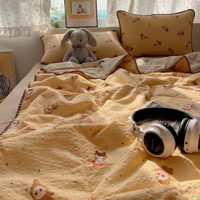 91家纺网 家纺一手货源 找家纺 梵希雅 2026新款三角针泡芙纱夏被四件套-实拍图 星星人