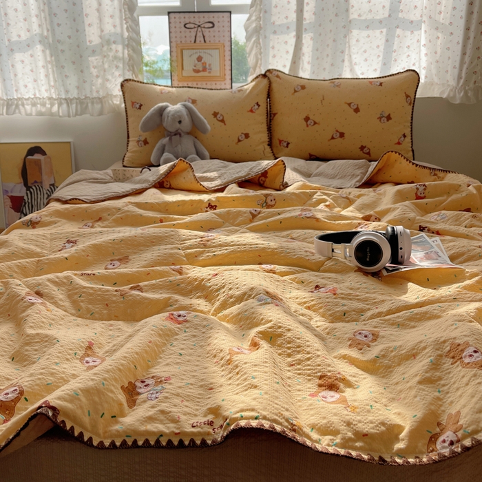 91家纺网 家纺一手货源 找家纺 梵希雅 2026新款三角针泡芙纱夏被四件套-实拍图 星星人