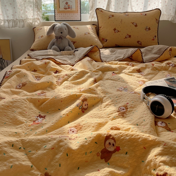 91家纺网 家纺一手货源 找家纺 梵希雅 2026新款三角针泡芙纱夏被四件套-实拍图 星星人