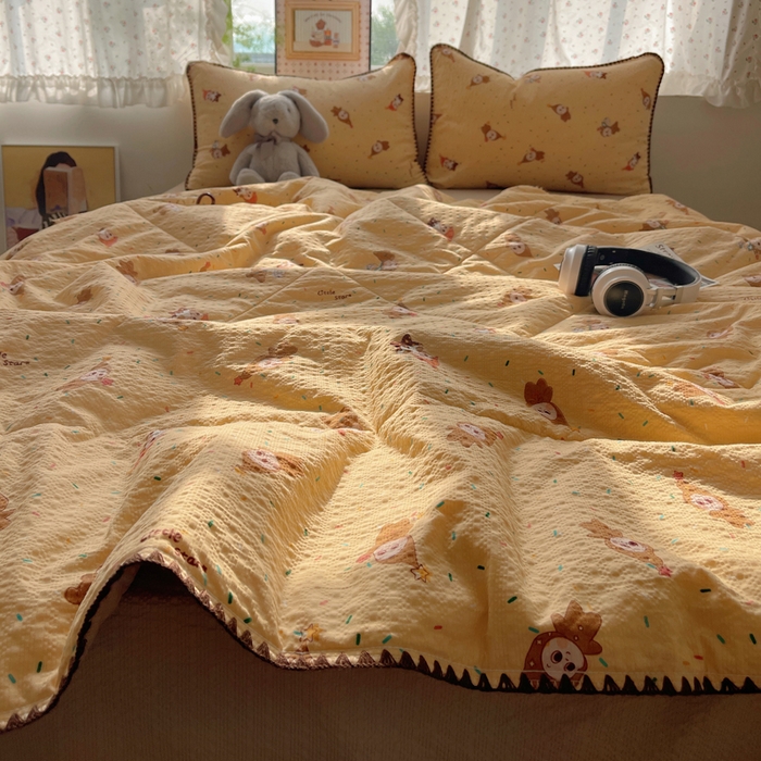 91家纺网 家纺一手货源 找家纺 梵希雅 2026新款三角针泡芙纱夏被四件套-实拍图 星星人