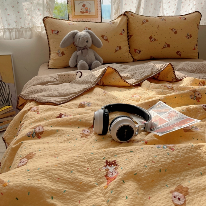 91家纺网 家纺一手货源 找家纺 梵希雅 2026新款三角针泡芙纱夏被四件套-实拍图 星星人