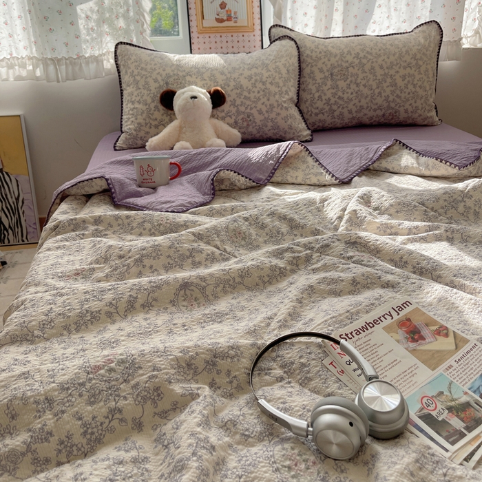 91家纺网 家纺一手货源 找家纺 梵希雅 2026新款三角针泡芙纱夏被四件套-实拍图 蕾丝花匣