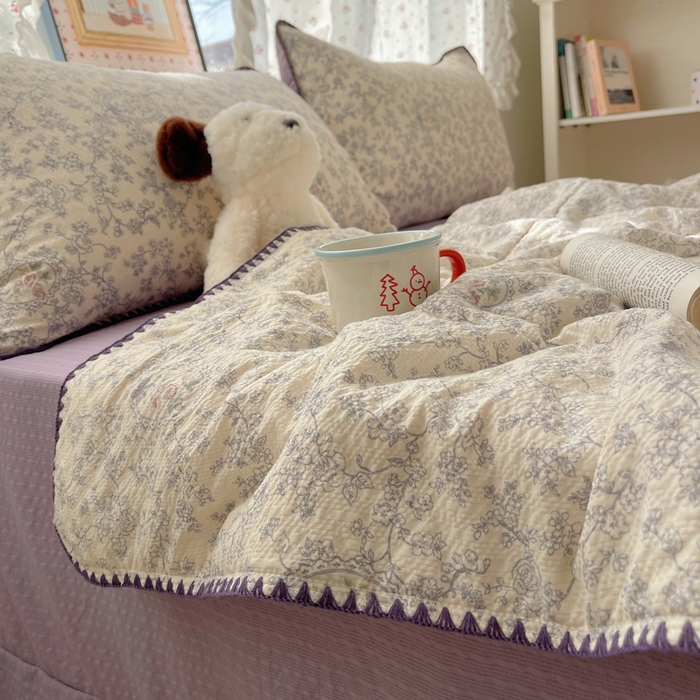 91家纺网 家纺一手货源 找家纺 梵希雅 2026新款三角针泡芙纱夏被四件套-实拍图 蕾丝花匣