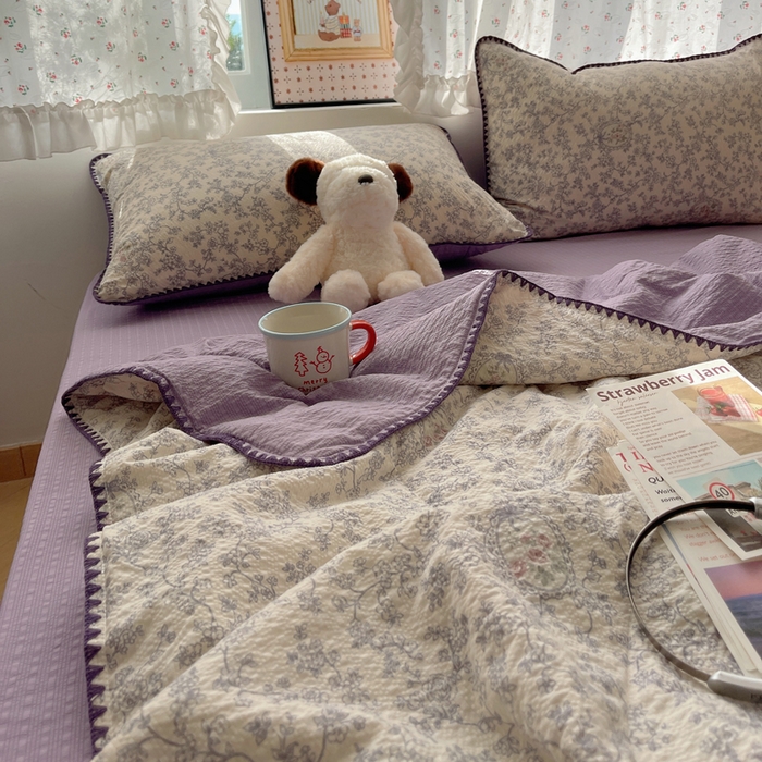 91家纺网 家纺一手货源 找家纺 梵希雅 2026新款三角针泡芙纱夏被四件套-实拍图 蕾丝花匣