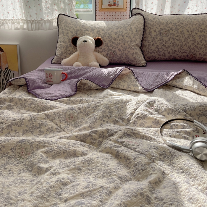 91家纺网 家纺一手货源 找家纺 梵希雅 2026新款三角针泡芙纱夏被四件套-实拍图 蕾丝花匣