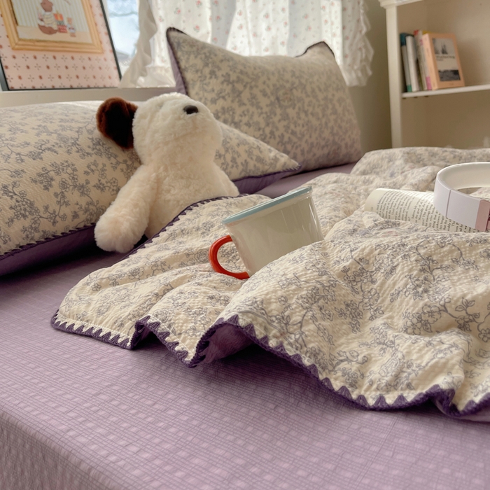 91家纺网 家纺一手货源 找家纺 梵希雅 2026新款三角针泡芙纱夏被四件套-实拍图 蕾丝花匣