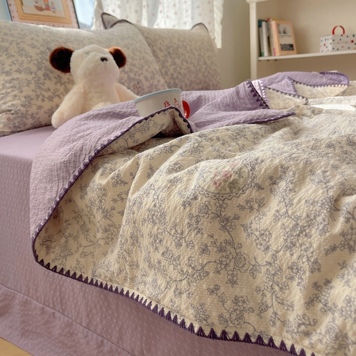 91家纺网 家纺一手货源 找家纺 梵希雅 2026新款三角针泡芙纱夏被四件套-实拍图 蕾丝花匣