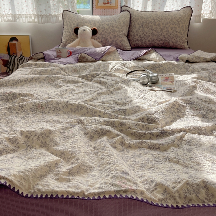 91家纺网 家纺一手货源 找家纺 梵希雅 2026新款三角针泡芙纱夏被四件套-实拍图 蕾丝花匣