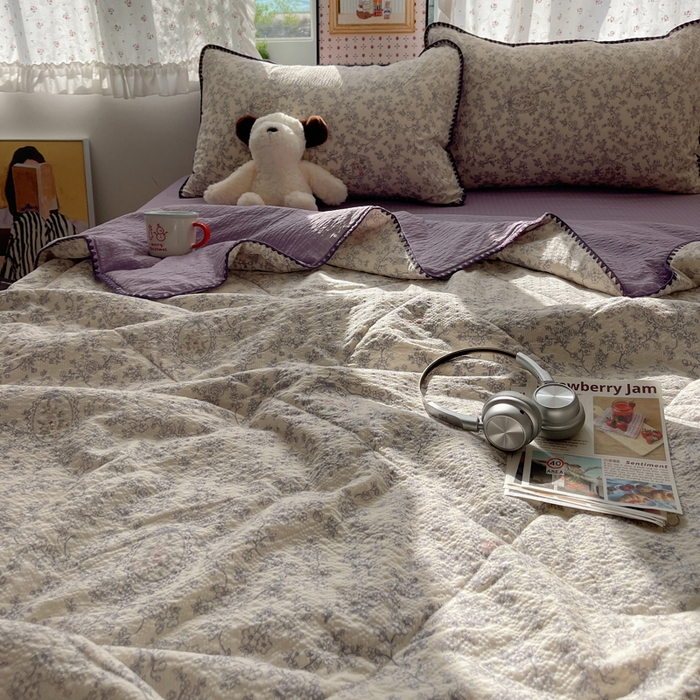 91家纺网 家纺一手货源 找家纺 梵希雅 2026新款三角针泡芙纱夏被四件套-实拍图 蕾丝花匣