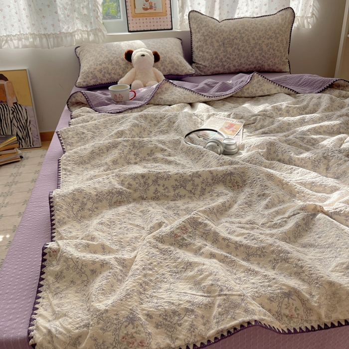 91家纺网 家纺一手货源 找家纺 梵希雅 2026新款三角针泡芙纱夏被四件套-实拍图 蕾丝花匣