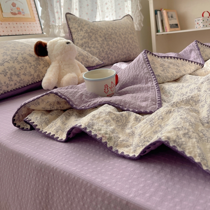 91家纺网 家纺一手货源 找家纺 梵希雅 2026新款三角针泡芙纱夏被四件套-实拍图 蕾丝花匣