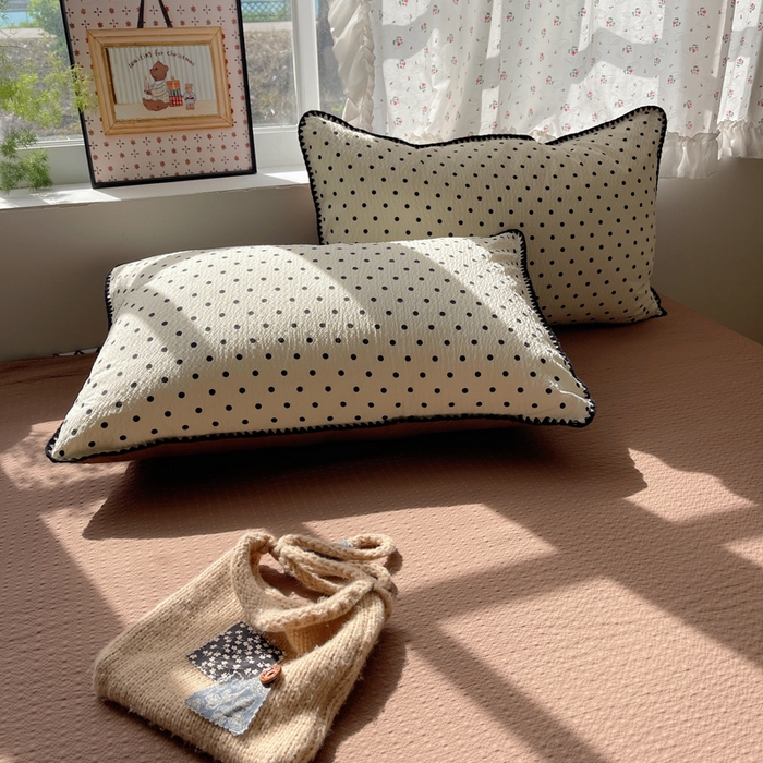 91家纺网 家纺一手货源 找家纺 梵希雅 2026新款三角针泡芙纱夏被四件套-实拍图 波点