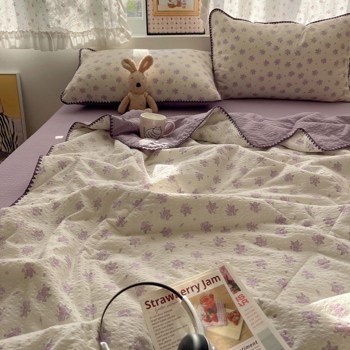 91家纺网 家纺一手货源 找家纺 梵希雅 2026新款三角针泡芙纱夏被四件套-实拍图 芊泥花束