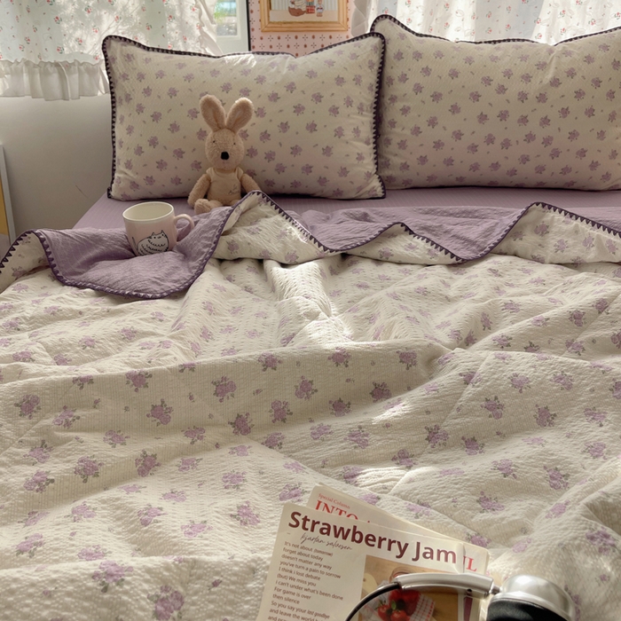 91家纺网 家纺一手货源 找家纺 梵希雅 2026新款三角针泡芙纱夏被四件套-实拍图 芊泥花束