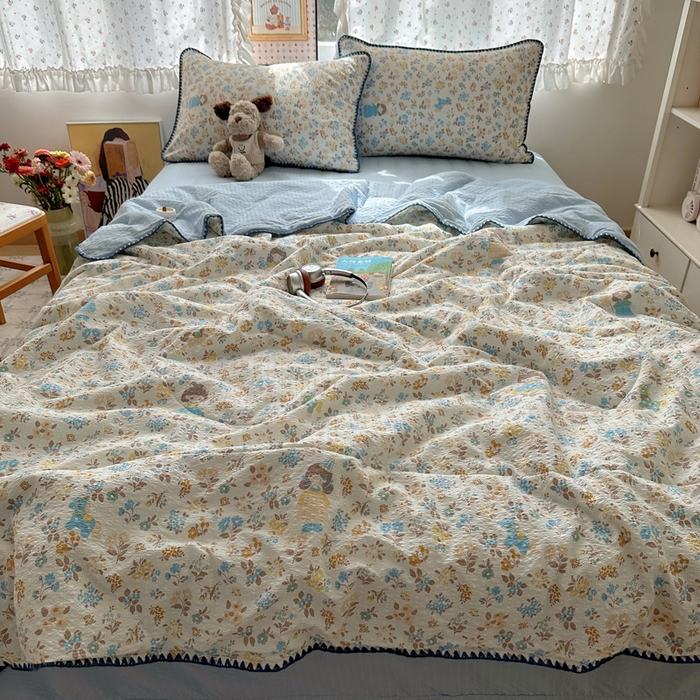 梵希雅 2026新款三角针泡芙纱夏被四件套-实拍图 花镜人偶