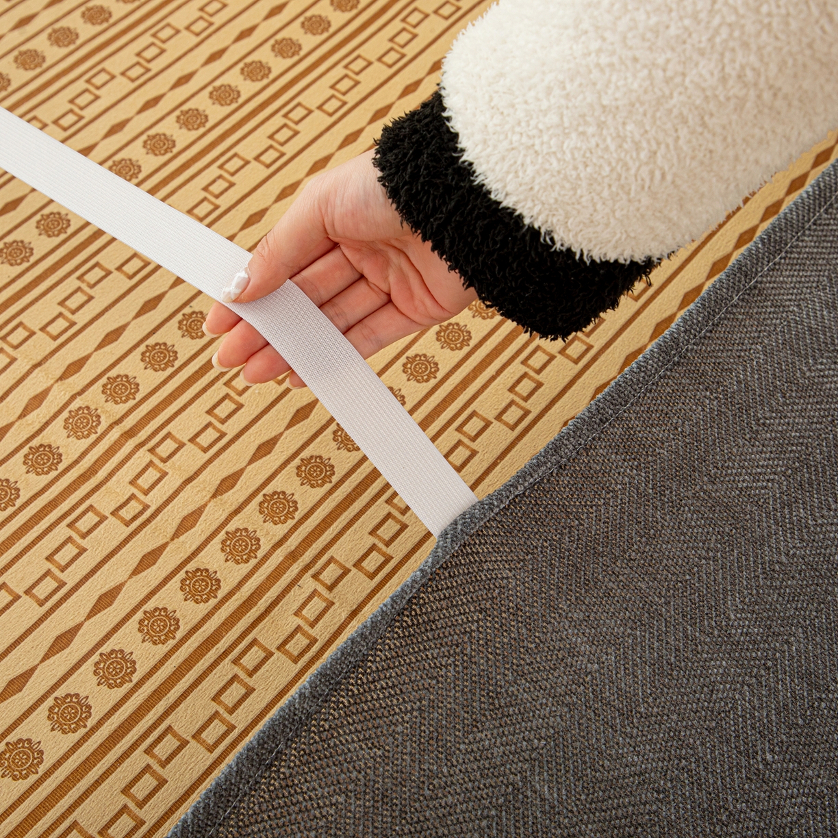 91家纺网 家纺一手货源 找家纺 沐沐家纺 2026新款南笙床头罩+床裙罩 深灰