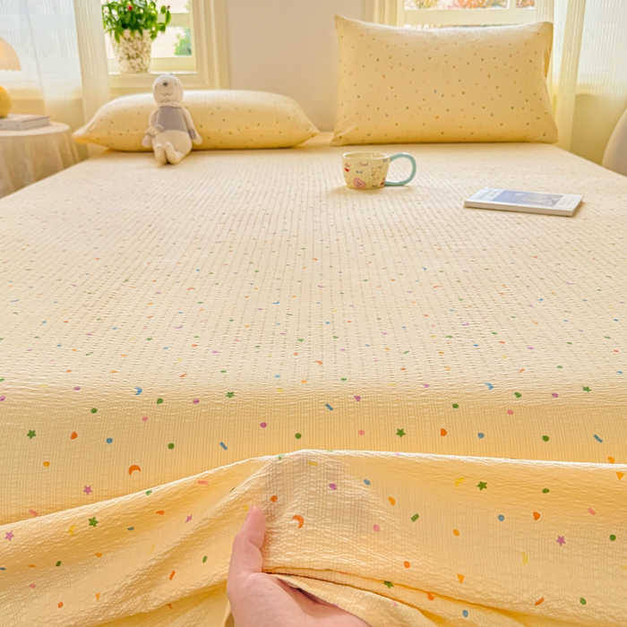 91家纺网 家纺一手货源 找家纺 梵朴 2026新款A类泡芙纱云感邹邹纱双层纱单床单 璀璨星空