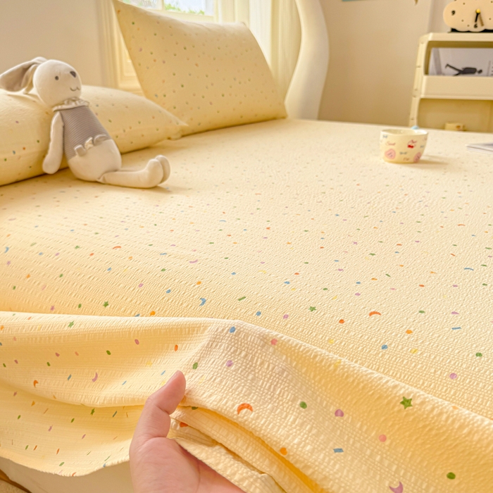 91家纺网 家纺一手货源 找家纺 梵朴 2026新款A类泡芙纱云感邹邹纱双层纱单床单 璀璨星空