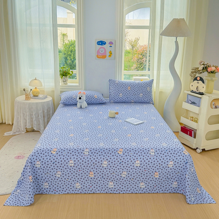 91家纺网 家纺一手货源 找家纺 梵朴 2026新款A类泡芙纱云感邹邹纱双层纱单床单 豹纹泡芙狗