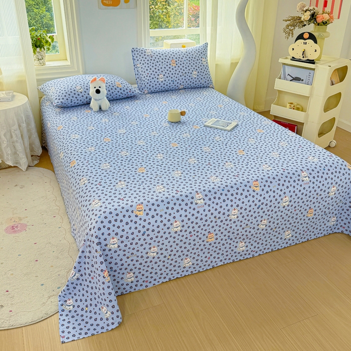 91家纺网 家纺一手货源 找家纺 梵朴 2026新款A类泡芙纱云感邹邹纱双层纱单床单 豹纹泡芙狗