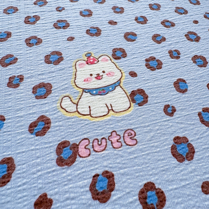 91家纺网 家纺一手货源 找家纺 梵朴 2026新款A类泡芙纱云感邹邹纱双层纱单床单 豹纹泡芙狗