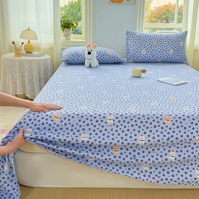 91家纺网 家纺一手货源 找家纺 梵朴 2026新款A类泡芙纱云感邹邹纱双层纱单床单 豹纹泡芙狗