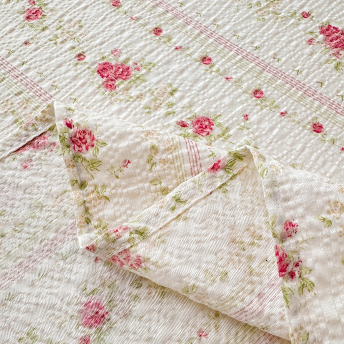 91家纺网 家纺一手货源 找家纺 梵朴 2026新款A类泡芙纱云感邹邹纱双层纱单床单 春日花语