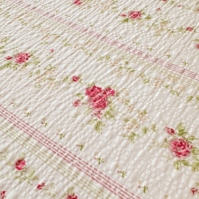 91家纺网 家纺一手货源 找家纺 梵朴 2026新款A类泡芙纱云感邹邹纱双层纱单床单 春日花语