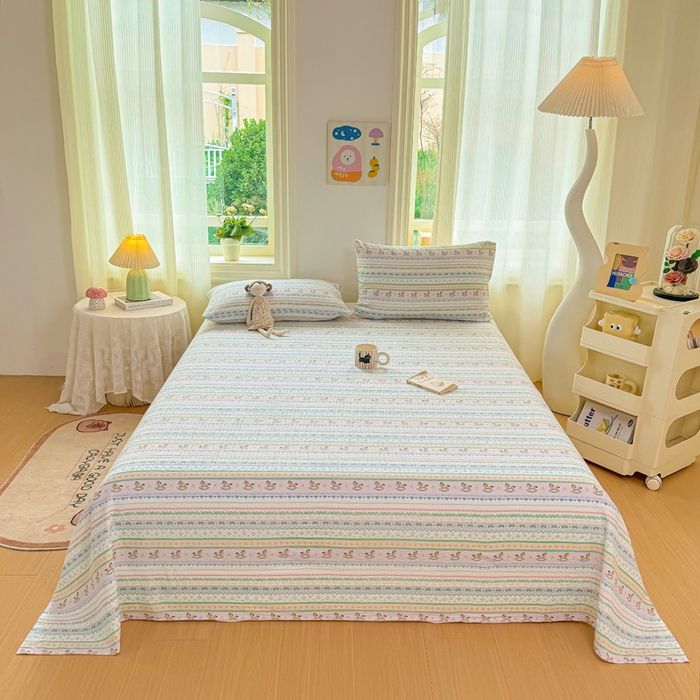 91家纺网 家纺一手货源 找家纺 梵朴 2026新款A类泡芙纱云感邹邹纱双层纱单床单 费尔岛木马