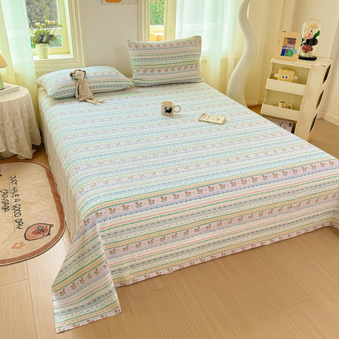 91家纺网 家纺一手货源 找家纺 梵朴 2026新款A类泡芙纱云感邹邹纱双层纱单床单 费尔岛木马