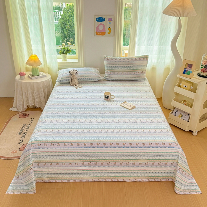 91家纺网 家纺一手货源 找家纺 梵朴 2026新款A类泡芙纱云感邹邹纱双层纱单床单 费尔岛木马