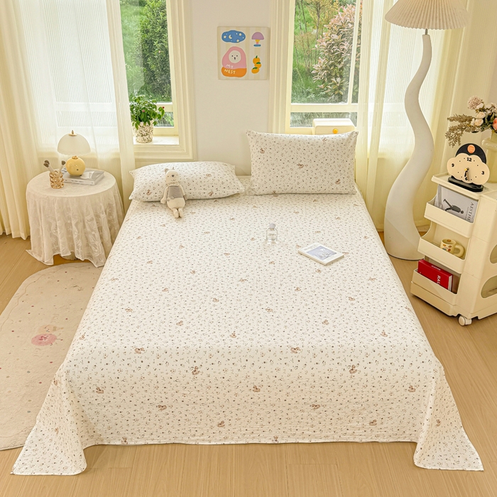 91家纺网 家纺一手货源 找家纺 梵朴 2026新款A类泡芙纱云感邹邹纱双层纱单床单 木马小花