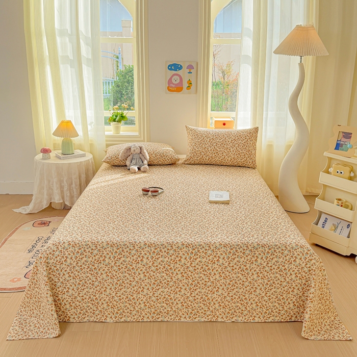 91家纺网 家纺一手货源 找家纺 梵朴 2026新款A类泡芙纱云感邹邹纱双层纱单床单 暖蔷枝