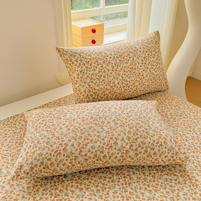 91家纺网 家纺一手货源 找家纺 梵朴 2026新款A类泡芙纱云感邹邹纱双层纱单床单 暖蔷枝