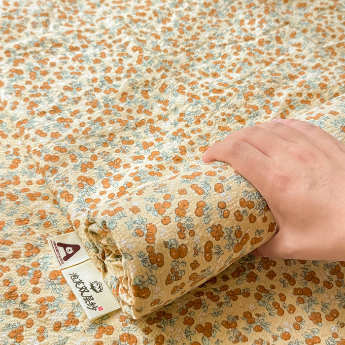 91家纺网 家纺一手货源 找家纺 梵朴 2026新款A类泡芙纱云感邹邹纱双层纱单床单 暖蔷枝