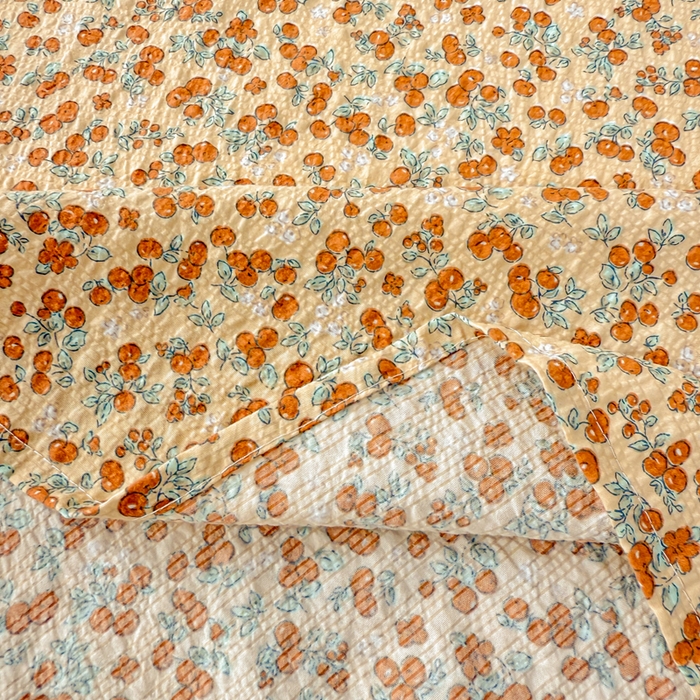 91家纺网 家纺一手货源 找家纺 梵朴 2026新款A类泡芙纱云感邹邹纱双层纱单床单 暖蔷枝