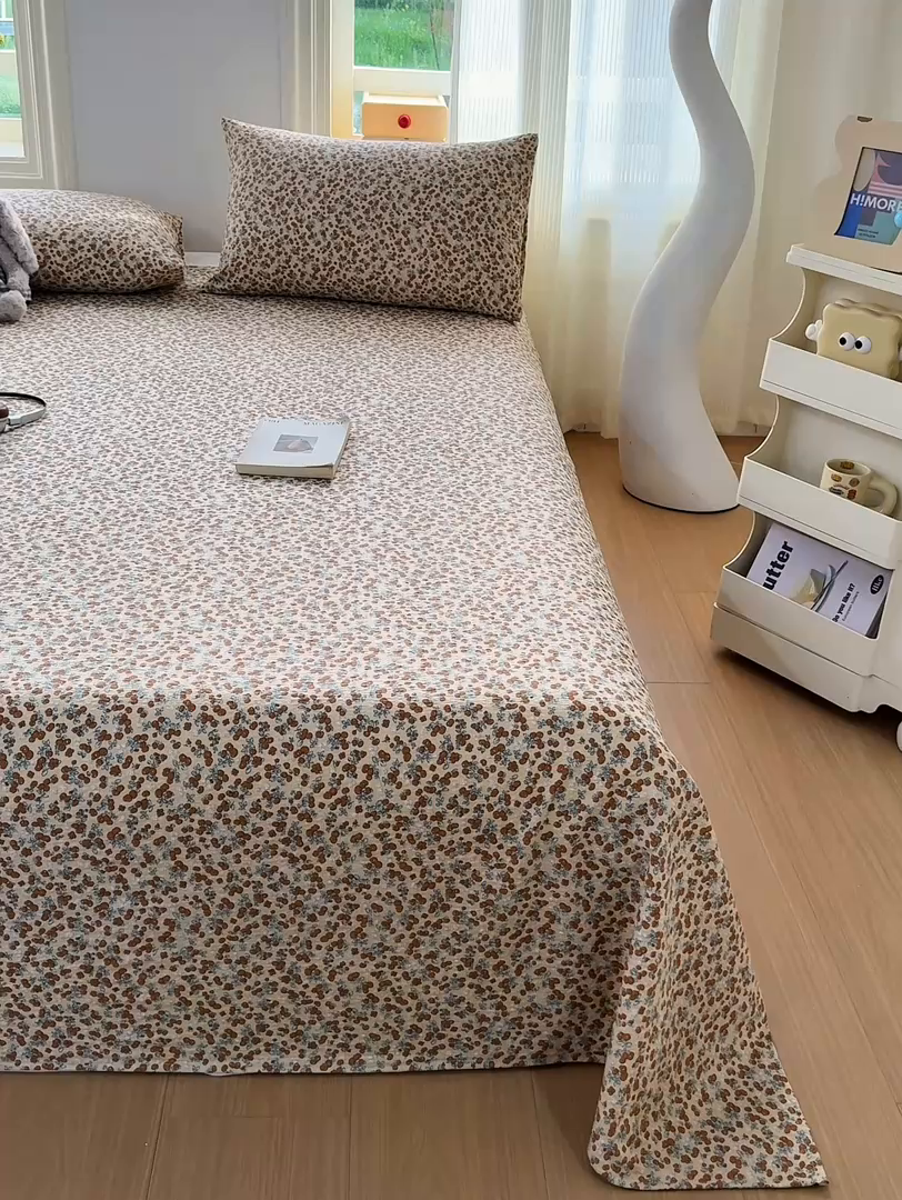 91家纺网 家纺一手货源 找家纺 梵朴 2026新款A类泡芙纱云感邹邹纱双层纱单床单 暖蔷枝