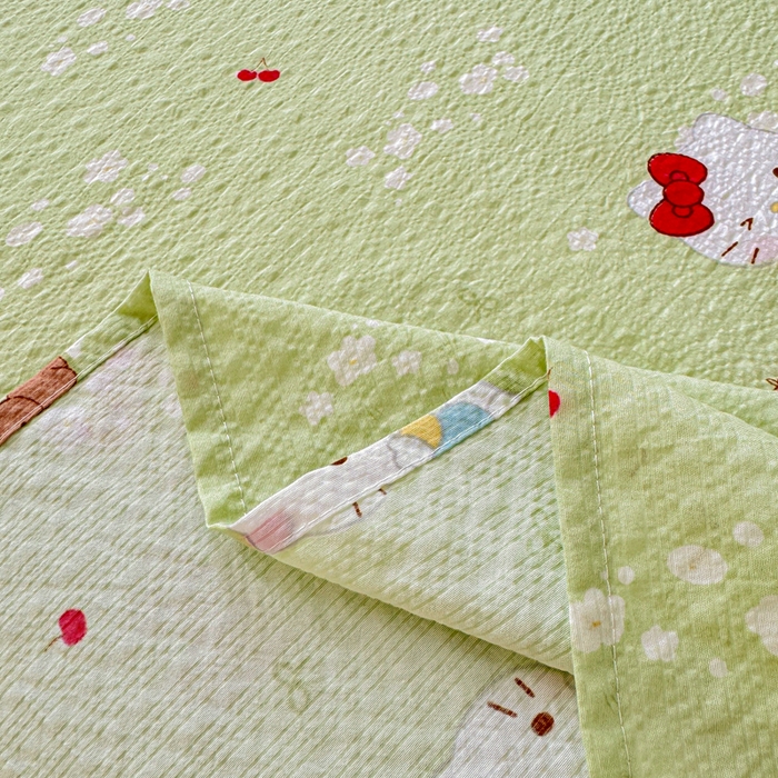 91家纺网 家纺一手货源 找家纺 梵朴 2026新款A类泡芙纱云感邹邹纱双层纱单床单 泡芙KT-绿