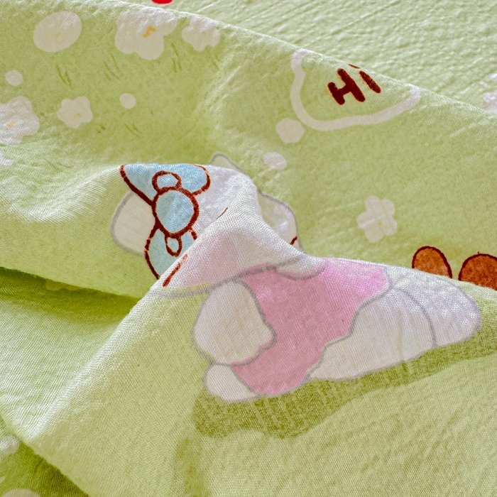 91家纺网 家纺一手货源 找家纺 梵朴 2026新款A类泡芙纱云感邹邹纱双层纱单床单 泡芙KT-绿