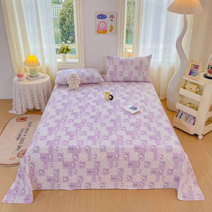 91家纺网 家纺一手货源 找家纺 梵朴 2026新款A类泡芙纱云感邹邹纱双层纱单床单 泡芙KT-紫