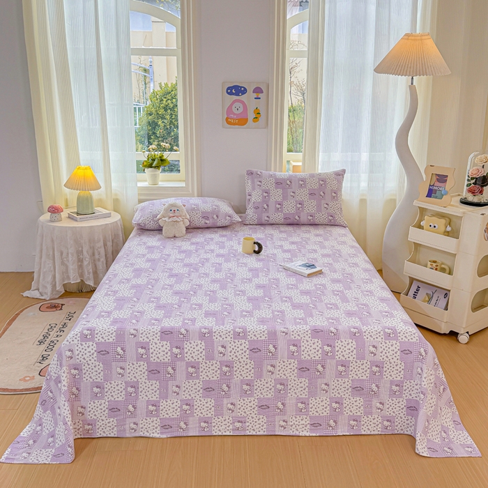 91家纺网 家纺一手货源 找家纺 梵朴 2026新款A类泡芙纱云感邹邹纱双层纱单床单 泡芙KT-紫