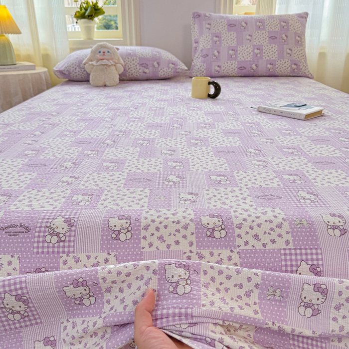 91家纺网 家纺一手货源 找家纺 梵朴 2026新款A类泡芙纱云感邹邹纱双层纱单床单 泡芙KT-紫