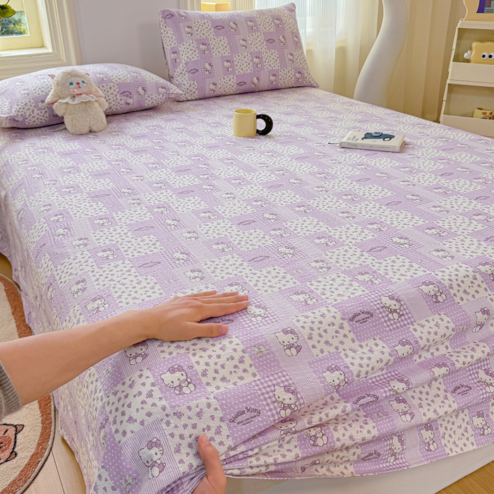 91家纺网 家纺一手货源 找家纺 梵朴 2026新款A类泡芙纱云感邹邹纱双层纱单床单 泡芙KT-紫